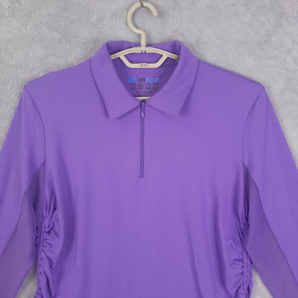 IBKUL Golf Tennis Top Shirt Womens XL Purple Long Sleeve 1/4 Zip UPF 50 Rushed - Picture 3 of 13